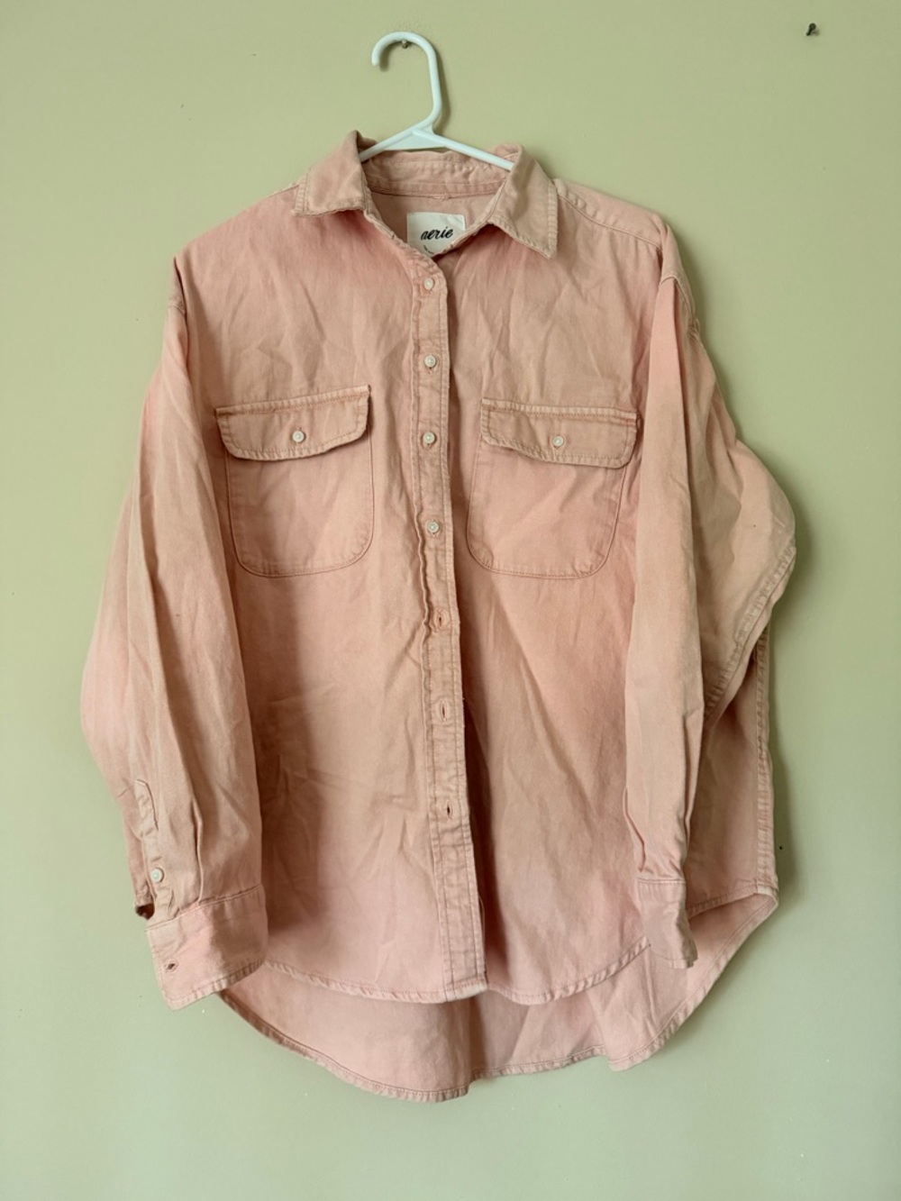 aerie lumberjane Washed Pink Button-Up Shirt